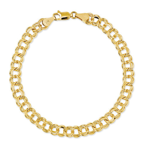 14k Yellow Gold 5.00mm Double Link Charm Bracelet