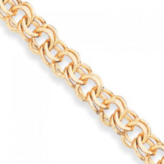 14k Yellow Gold 11.00mm Double Link Charm Bracelet