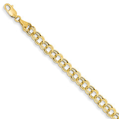 14k Yellow Gold 6.00mm Hollow Double Link Charm Bracelet