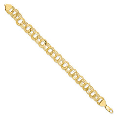 14k Yellow Gold 13.50mm Triple Link Charm Bracelet