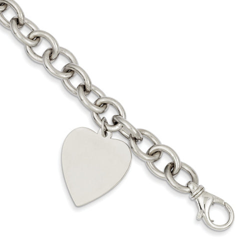 14k Two-Tone Gold Diamond Cut Heart Bracelet